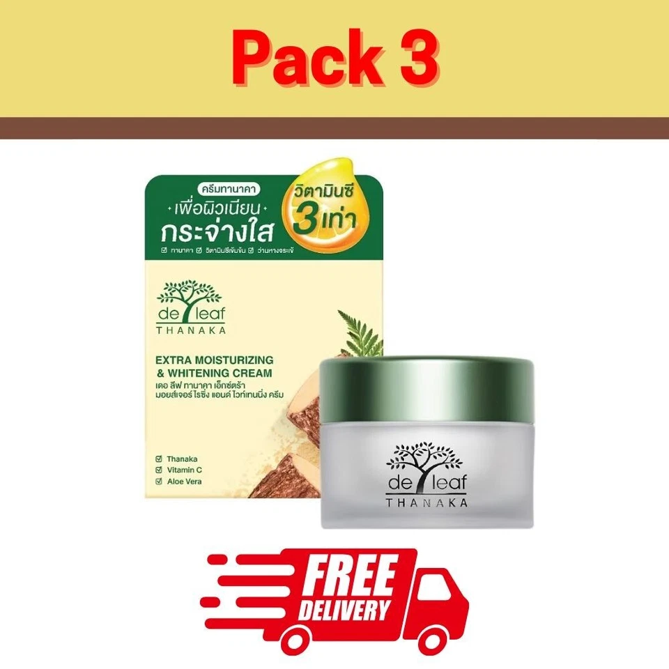 Crema blanqueadora extra hidratante blanqueadora piel oscura y cuerpo De Leaf Thanaka 40 ml x3 Foto 1 de 4