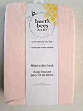 Burt's Bees Baby Fitted Crib Sheet Organic Cotton Jersey Light Pink 28"x52"