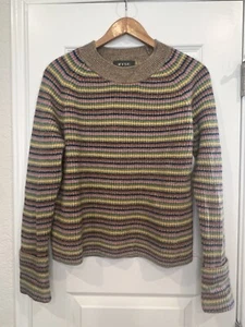WYSE London Wool Cashmere Sweater Jumper Stripe Colorful Size Small - Picture 1 of 7