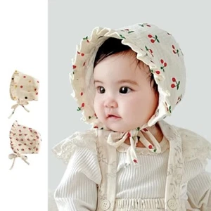 Soft Cotton Baby Fetal Cap Flower Cherry Print Infant Beanie Cap 2-12 Months - Picture 1 of 18