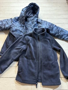 The Children’s Place Boy's Black Gray Puffer Winter Jacket Coat 2 Piece Size S/P - Picture 1 of 9
