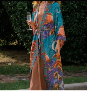 NEW kimono UK S Maxi Wrap Dress boho ladies beach hippie Bohemian chic Wicked AF - Picture 1 of 6