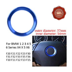 Aluminum Alloy Blue Car Steering Wheel Circle Ring Cover Sticker Trim For BMW - Foto 1 di 6