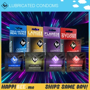 ID Thin Lubricated Condoms Latex🍯Male Protection Bareskin Ultra Thin Pleasure - Picture 1 of 5