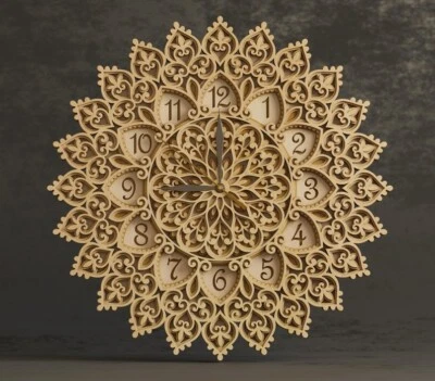 Mandala , large wooden wall clock, French vintage chic, multi layered, unique - Image 1 of 4