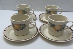 4er Set Corelle Corning Abundance 8 Unzen Kaffee Tee Tassen & Untertassen EUC (8 Stück) - Bild 1 von 5