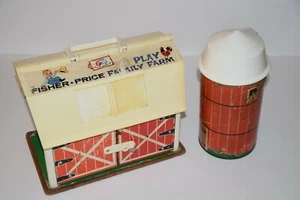 Vintage Fisher Price Play Family Farm Little People Barn And Silo - Picture 1 of 11