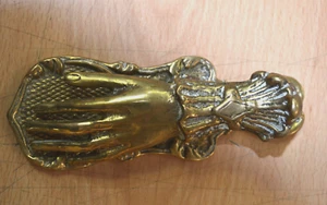 SmallVintage Brass Lady Hand Shape Letter Card Paper Clip/Holder Victorian Style - Picture 1 of 6