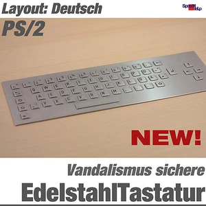 NEW EDELSTAHL TASTATUR KEYBOARD VANDALISMUSSICHERE IP65 DEUTSCH STAHL PS/2 DIN - Bild 1 von 6
