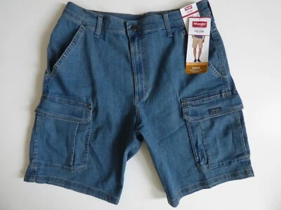 Pantalones Cortos Carga Denim Wrangler Para Hombre Tech 7 Bolsillos con Elástico Lavado Medio Foto 1 de 4