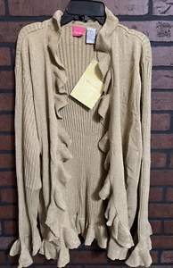 Du Jour Lurex Open Front Cardigan with Ruffle Trim 3x - Picture 1 of 4