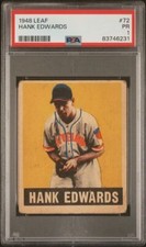1948 Leaf #72 Hank Edwards Rookie Card Cleveland Indians PSA 1