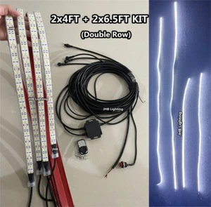 JHB DOUBLE ROW Bright Pure WHITE Strobes LED Truck Underbody Strips Lights Kit - Picture 1 of 12