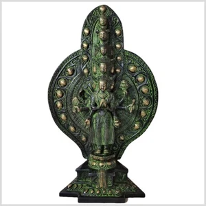 Avalokiteshvara Messing antikgrün 36cm 5kg Chenrezig Buddha des Mitgefühls Tara - Bild 1 von 3