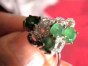 KOLUMBIANISCHER SMARAGD RING 8 SILBER 925 WEISSGOLD SAPHIR NATUR KLEIN ZIERLICH - Bild 1 von 5