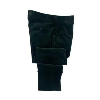 Pantalón CERRADO de tela italiana a medida de terciopelo verde para hombre talla 33x28 Foto 1 de 4