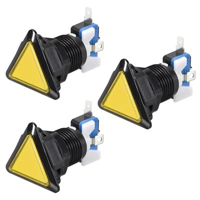 Game Push Button 39x39x39 Triangle 12V LED Illuminated Push Button Yellow 3PC - Image 1 of 3