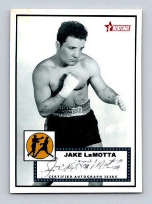Tarjeta de leyendas de boxeo personalizada autografiada auténtica de Jake LaMotta "Raging Bull" Foto 1 de 2