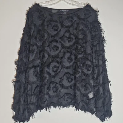 Suéter Shein Curve para Mujer 2XL Negro Texturizado Flecos Manga Larga Pullover Top Foto 1 de 4