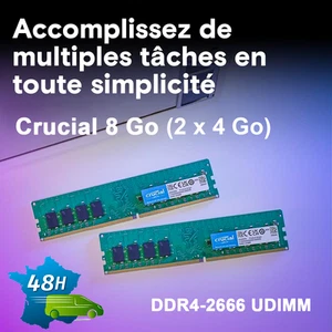 Crucial 8GB (2x4 Go) - DDR4-2666 UDIMM 1.2 V CL19 Desktop - RAM CT4G4DFS6266 - Imagen 1 de 4