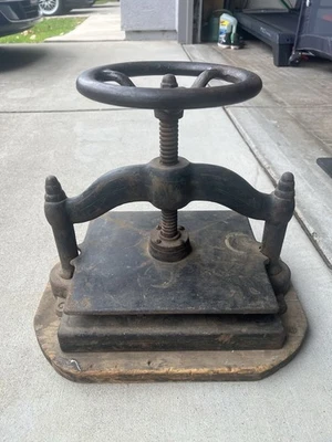 Victorian Cast Iron Book Press 1800s Antique, Tabletop Industrial Binding - Image 1 of 4