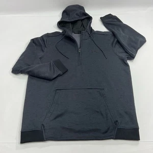 Felpa con cappuccio Under Armour uomo XL Cold Gear vestibilità ampia 1/4 zip nera tasche attiva - Foto 1 di 5