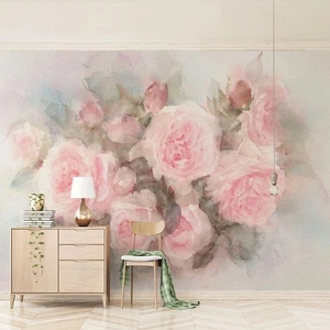 Fotomural no tejido papel pintado murales pintado a mano rosa acuarela rosas 2819 - Imagen 1 de 3