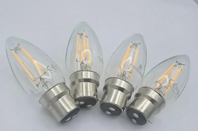 8 x  LED CANDLE  CLEAR FILAMENT NON DIMMABLE  BULBS B22 4W / 470LM BAYONET - Image 1 of 4