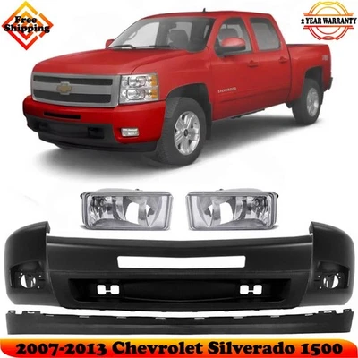 Front Bumper Kit With Fog Lights Set For 2007-2013 Chevrolet Silverado 1500 Foto 1 de 4
