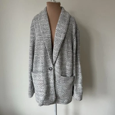 Cárdigan Suéter Blazer Michael Stars Macey Negro Blanco Tejido Algodón DPW07 Talla M Foto 1 de 4