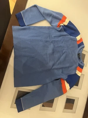 DEMETRE striped colorblock 100% wool ski sweater LARGE tag vtg 70s 80s usa made - Image 1 of 4