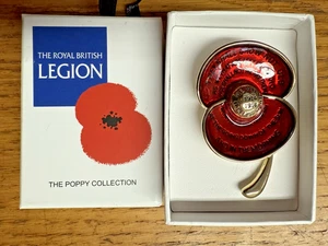 Red Floral Brooch Boxed Buckley Design poem written through it 1914 1918 lge - Picture 1 of 8