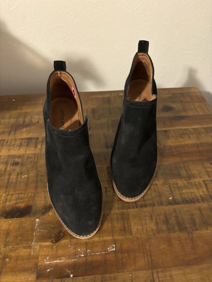 Jeffrey Campbell Womens Ankle Boots 8 Booties Black Leather block heel - Image 1 of 4