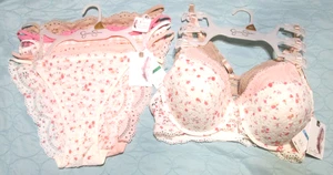 JESSICA SIMPSON 5 PK STRING BIKINI PANTIES-SZ L-3 PK PADDED BRAS MATCHING SET-NW - Picture 1 of 14