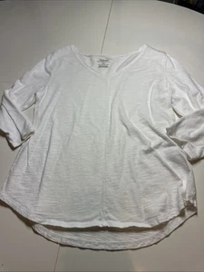 299. Chicos Ultimate T-Shirt Damen Gr. 1 (US M Baumwolle Modal 3/4 Arm weiß Struktur - Bild 1 von 8