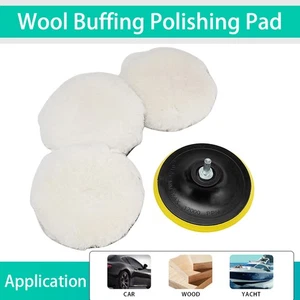 5PCS 7" Buffing Polishing Pads Wool Wheel Mop Kit Car Polisher For Drill Adatper - Picture 1 of 7