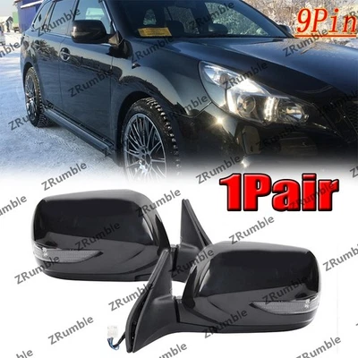 1 par de espejos retrovisores puerta lateral 9 pines negro para Subaru Legacy 2010 2011-2012 Foto 1 de 4