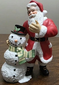 Figurina Babbo Natale con pupazzo di neve in porcellana Lenox 1999 edizione limitata - Foto 1 di 10