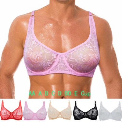 Sissy Mens Bras Lace Bra Underwired Brassiere Flat-chested Crossdreser Lingerie - Image 1 of 4
