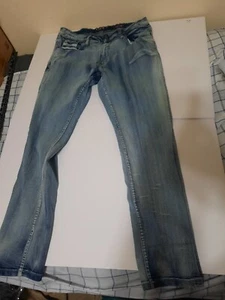 Ecko Unltd 34 30 Medium Wash Faded Denim Blue Jeans Stretch Y2k - Picture 1 of 7