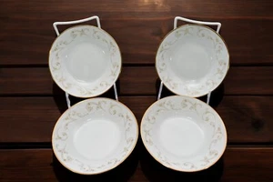 Noritake Duetto 6610 Set Of 4 Fruit / Dessert Bowl Scrolls Gold Rimmed 5.5" - Picture 1 of 9