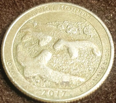 2017-D IOWA Effigy Mounds Quarter Errors: Brockage On Front ~ Lamination On Back - Image 1 of 2