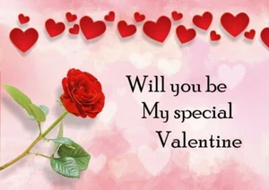 Valentine Card Love Hearts & Rose Valentines Greeting card  - Picture 1 of 1