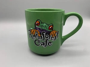 RAINFOREST CAFE GREEN COFFEE MUG CHA! CHA! RED-EYED FROG VINTAGE 2000 - Picture 1 of 4