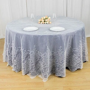 IVORY 120" Premium Lace Round Tablecloth Wedding Party Catering Decorations Sale - Picture 1 of 8