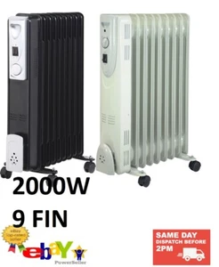 2000W 9 PINNE RADIATORE PORTATILE RIEMPITO OLIO RISCALDATORE ELETTRICO UFFICIO CASA NUOVO - Foto 1 di 2