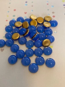 Vintage Czech Flatback Preciosa Cabochon Blue Opal 7mm Round CRAFT Pack of 12 - Picture 1 of 3