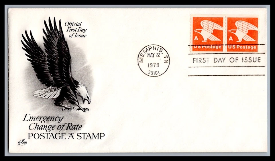 US FDC # 1743 "A" Rate Eagle Coil Pair ArtCraft  1978, 9h507 - Image 1 of 1