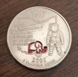 2002 REAL OHIO State Quarter * LUCKY ELEPHANT 🐘 Counterstamp COIN #1029QOHr - Picture 1 of 4
