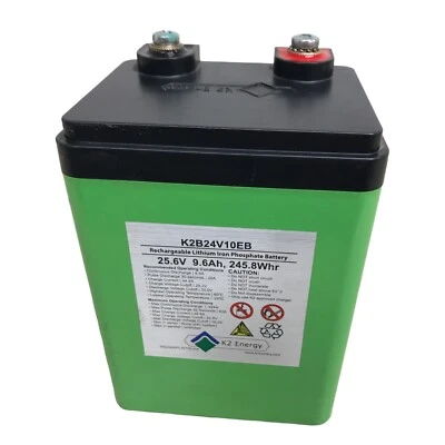 24V Lithium Battery with PCM [BMS] K2 Energy K2B24V10EB LiFePO4 245Wh (24 26650) - Image 1 of 3